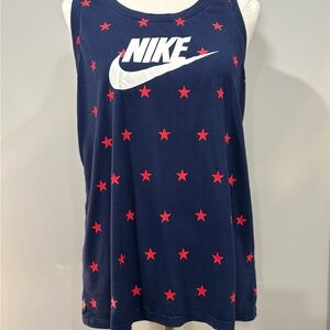 Nike Women’s Tank Top Size L Navy Red Stars Racerback Athletic Logo
